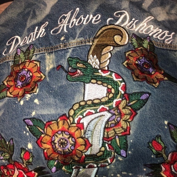 Mens blue jean Sherpa jacket‎ DEATH ABOVE DISHONOR 3XL - Picture 7 of 13